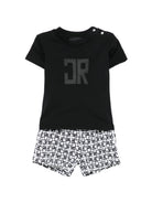 Completo t-shirt e shorts per neonato John Richmond Junior nero con dettagli logo RIP26023CJ BLACK JOHN RICHMOND KIDS 