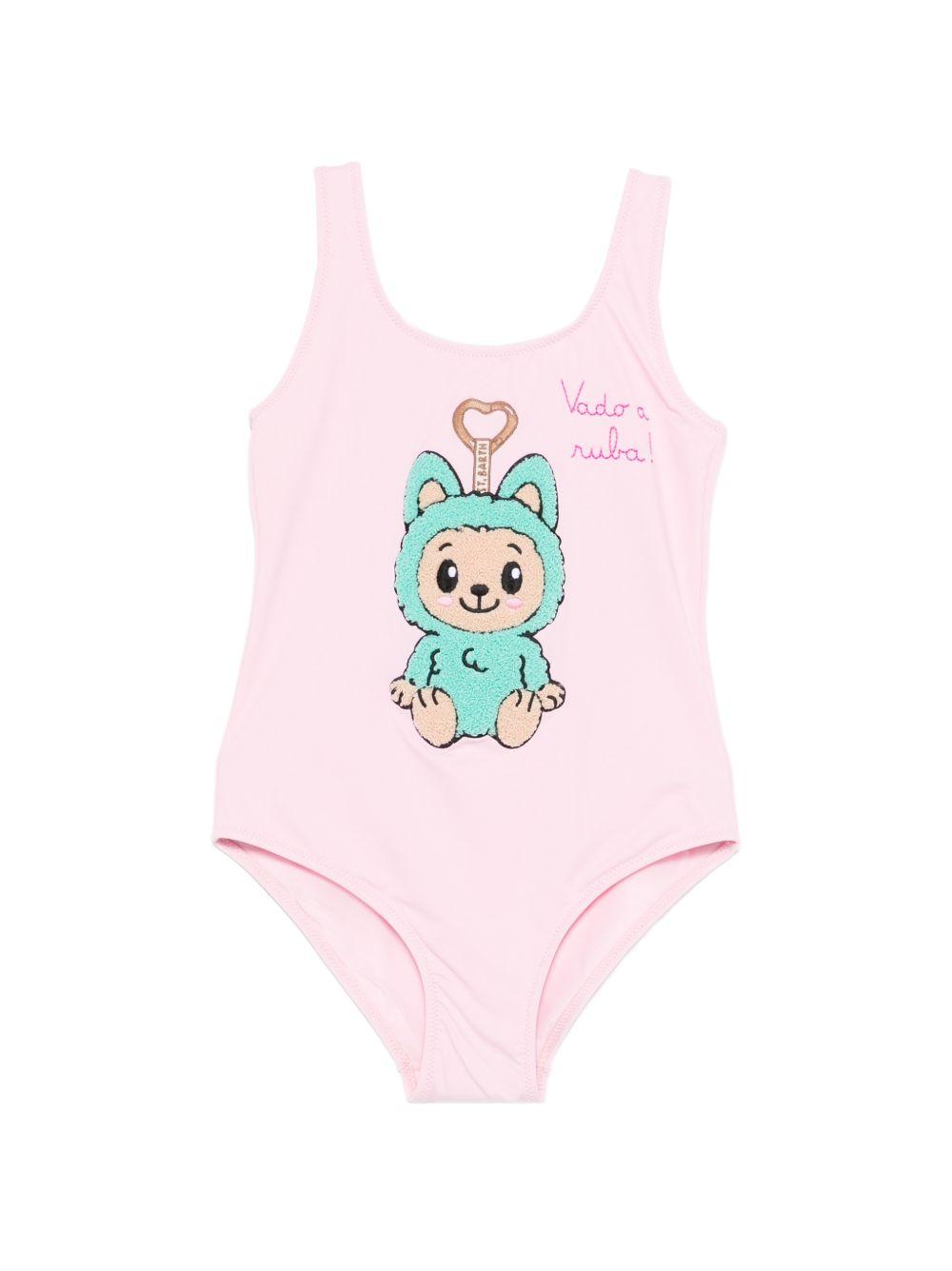 Costume da bagno per bambina MC2 Saint Barth Kids rosa con stampa Labubu CARA001 00960L MC2 ST. BARTH KIDS 