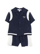 Set due pezzi per neonato Emporio Armani Kids blu scuro con logo ricamato EB001115 AF20699 MB569 EMPORIO ARMANI KIDS 