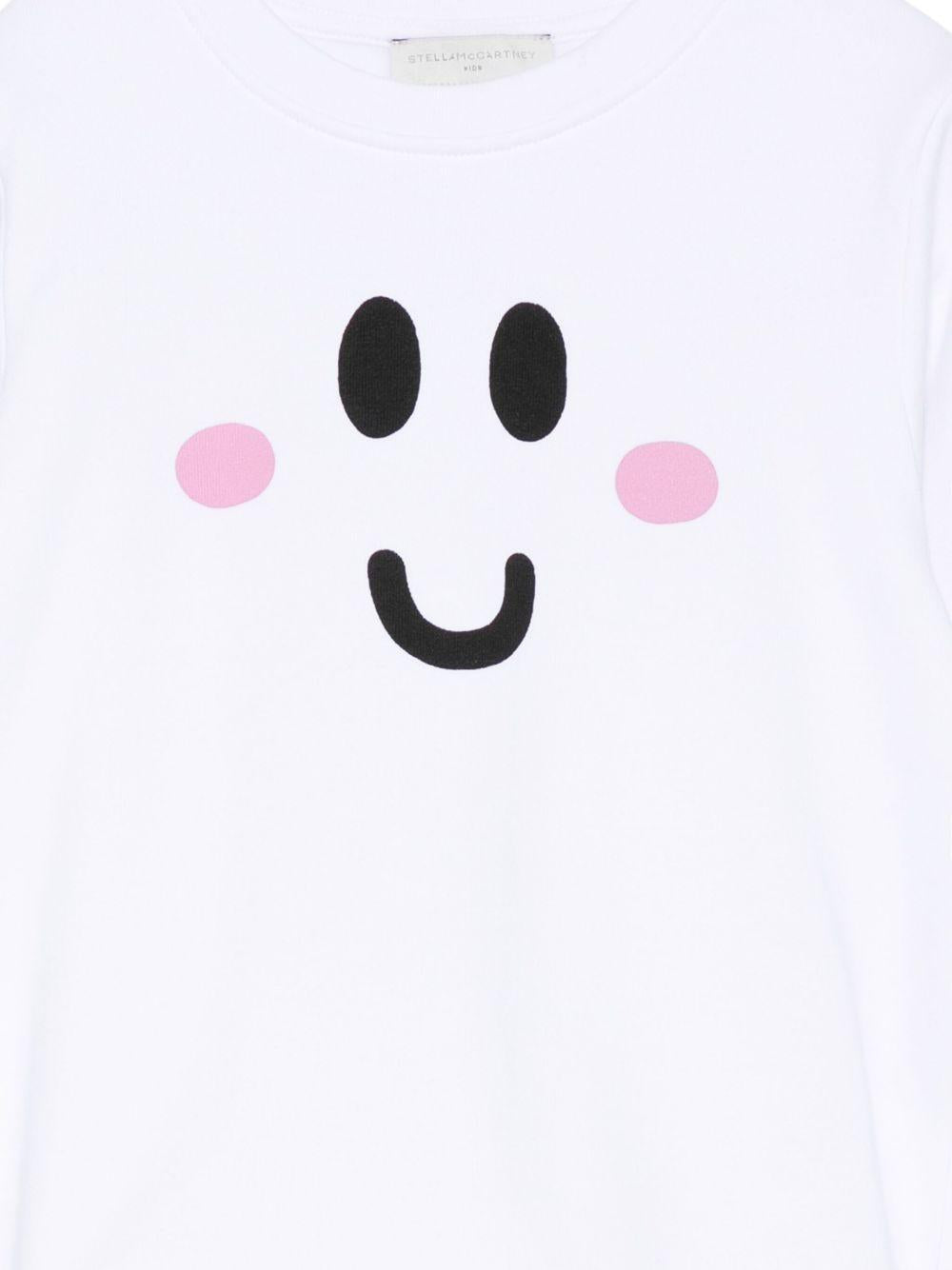 Felpa per bambina Stella McCartney Kids bianco con stampa faccina TX4C90 Z0453 100 STELLA McCARTNEY KIDS 