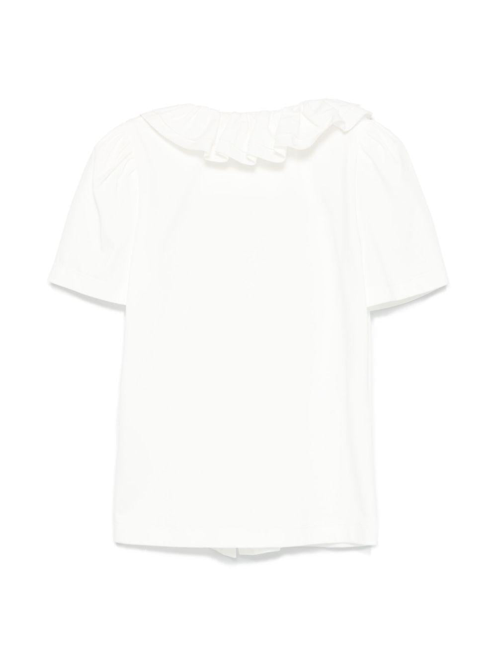 Camicia per bambina Monnalisa bianco con rifiniture ruches 17EPAT 5202 0001 MONNALISA 