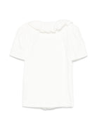 Camicia per bambina Monnalisa bianco con rifiniture ruches 17EPAT 5202 0001 MONNALISA 