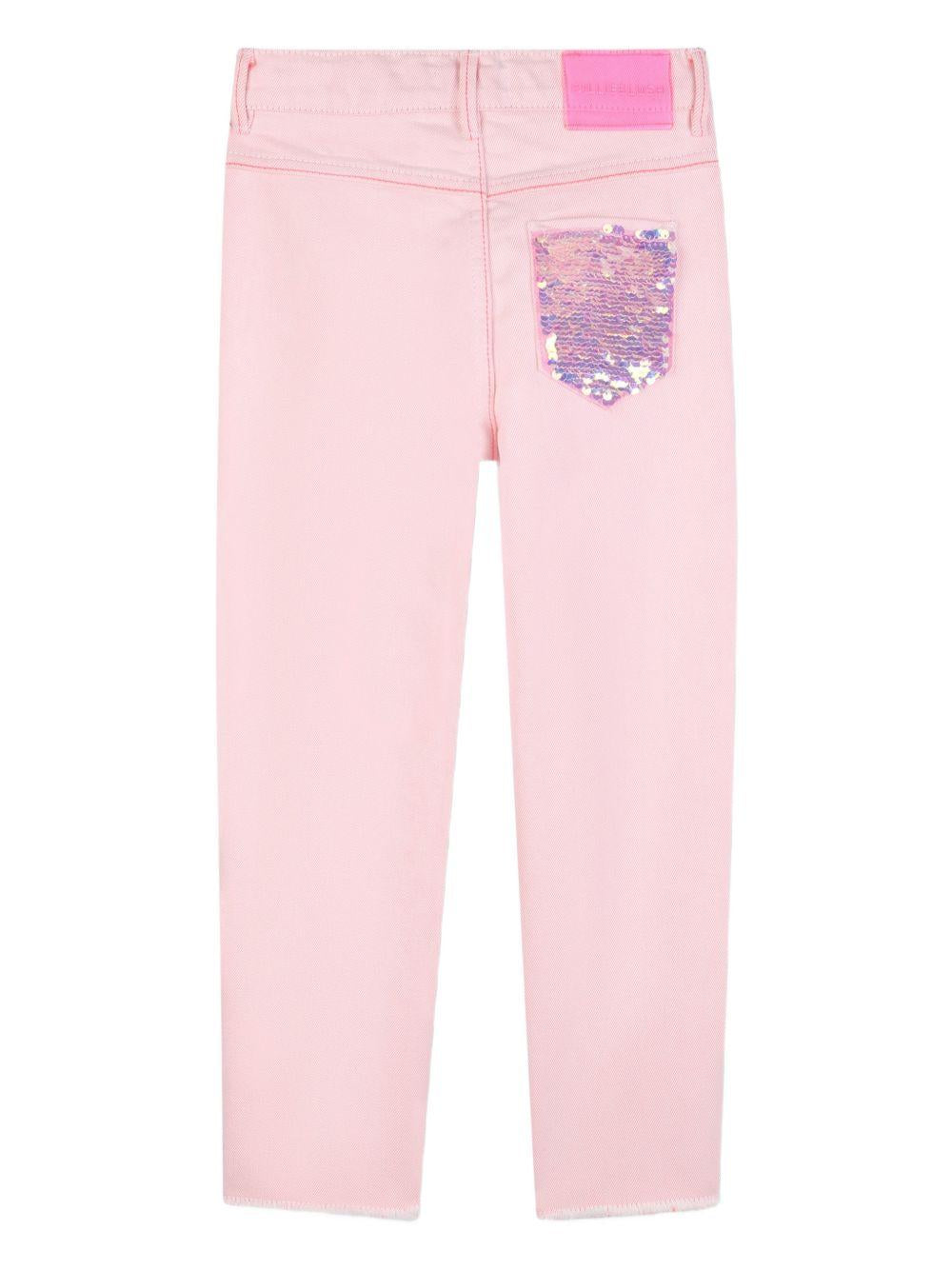 Pantaloni per bambina Billieblush rosa con tasche in paillettes U21846 S51 BILLIEBLUSH KIDS 