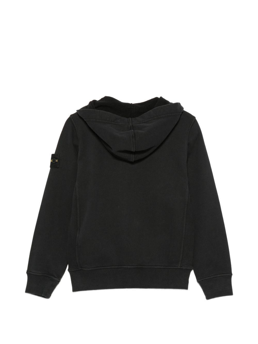 Felpa per bambino Stone Island Kids nera con distintivo Compass L2S166100006S0A20 V0029 STONE ISLAND KIDS 