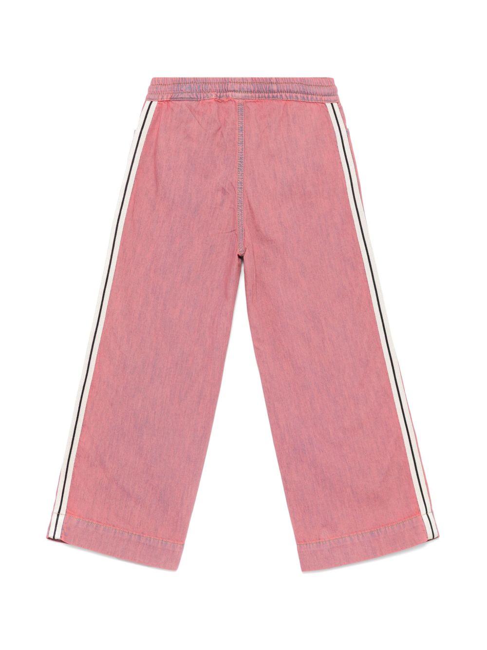 Pantaloni sportivi in chambray per bambina Palm Angels Kids rosa con due tasche laterali PGYB001S25DEN001 3B3B PALM ANGELS KIDS 
