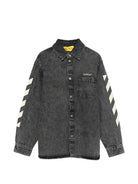Camicia per bambino Off-White Kids grigia con logo sul davanti 44BYD001S26D001 031 OFF WHITE KIDS 