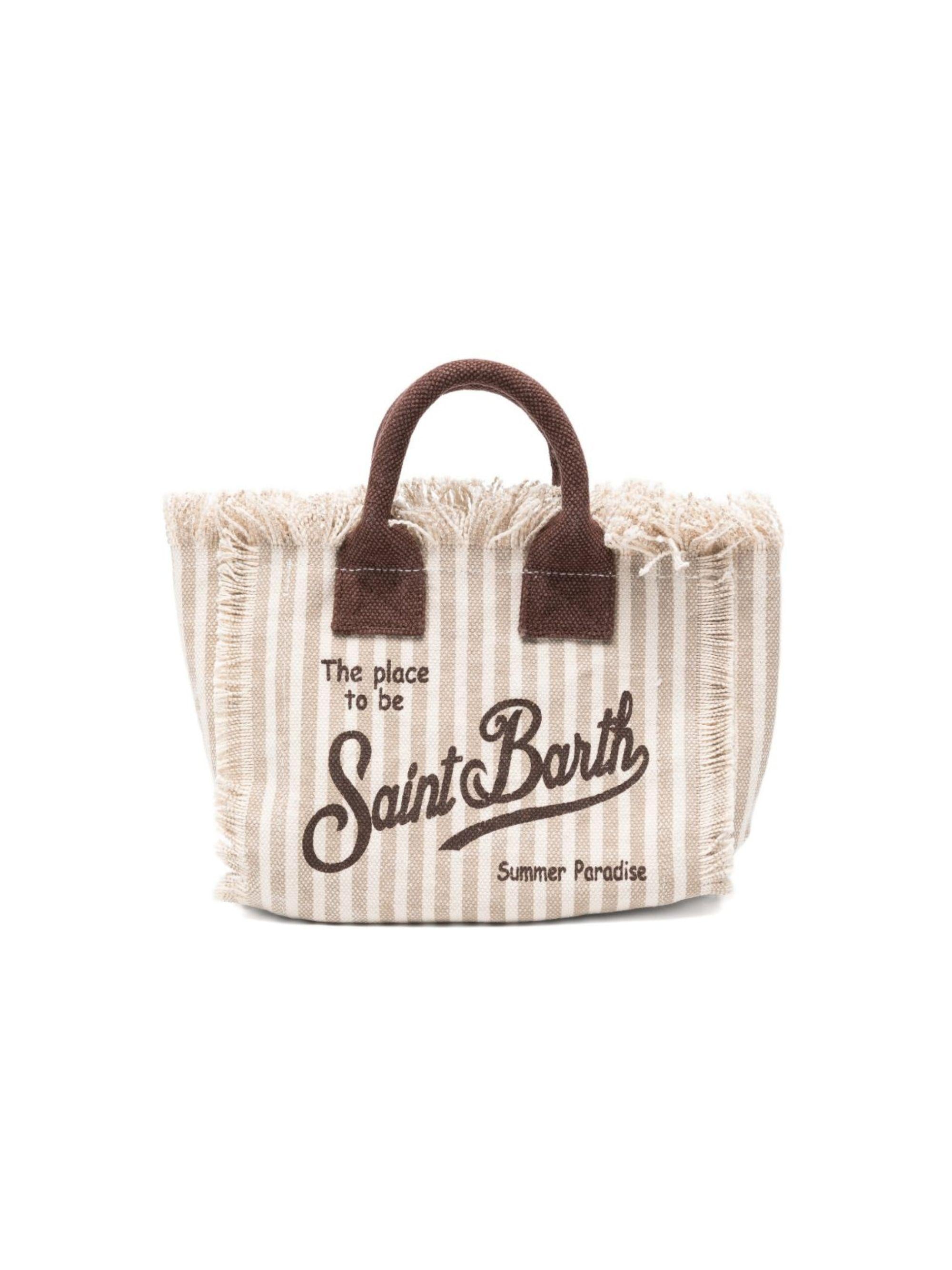 Borsa Vanity Mini MC2 Saint Barth beige con motivo a righe VAMI001 03450L MC2 ST. BARTH KIDS 