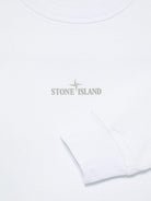 Felpa per bambino Stone Island Junior bianco girocollo con stampa con logo K1S166100018S0131 V0001 STONE ISLAND JUNIOR 