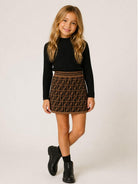 Gonna per bambina Fendi Kids marrone con dettaglio logo FF all-over JFG070 AEYD F15B6 FENDI KIDS 