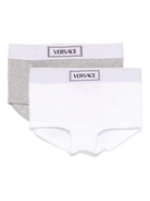 Set di 2 boxer per bambino Versace Kids bianco e grigio con banda logo 10187821A13344 2W240 VERSACE KIDS 