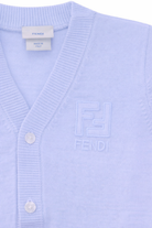 Cardigan per neonato Fendi Kids azzurro con logo FF sul davanti BUG215 AS5P F19J4 FENDI KIDS 