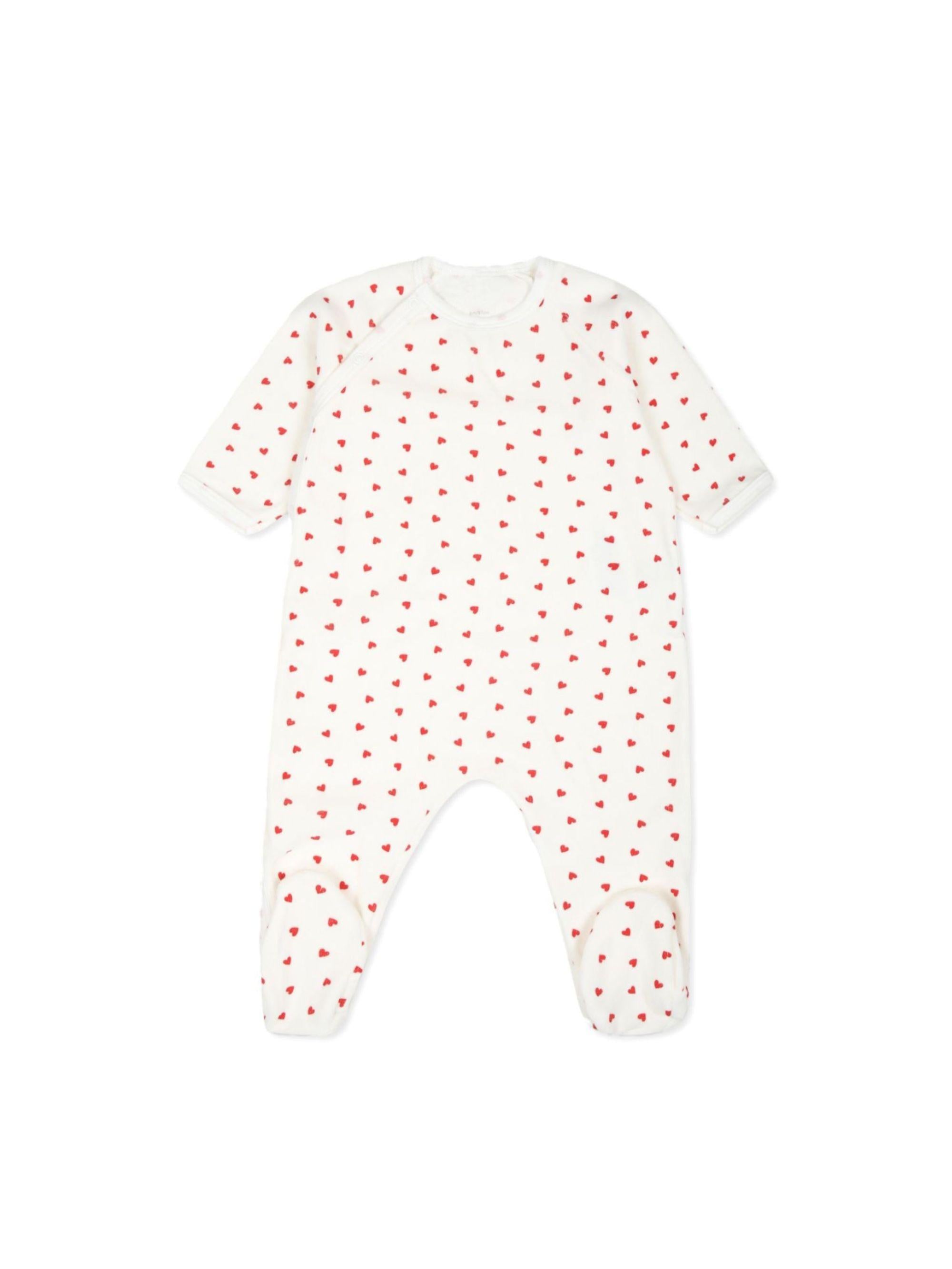 Tutina per neonata Petit Bateau bianca con stampa a cuori A0ARW 01 PETIT BATEAU KIDS 