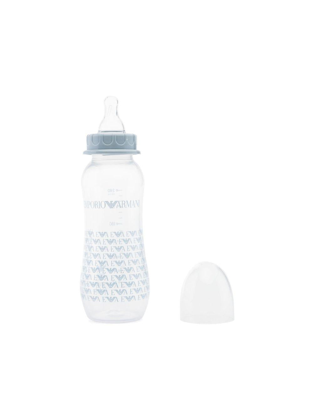 Set biberon per neonato Emporio Armani Kids azzurro con stampa con monogramma 409172 CC919 00631 EMPORIO ARMANI KIDS 