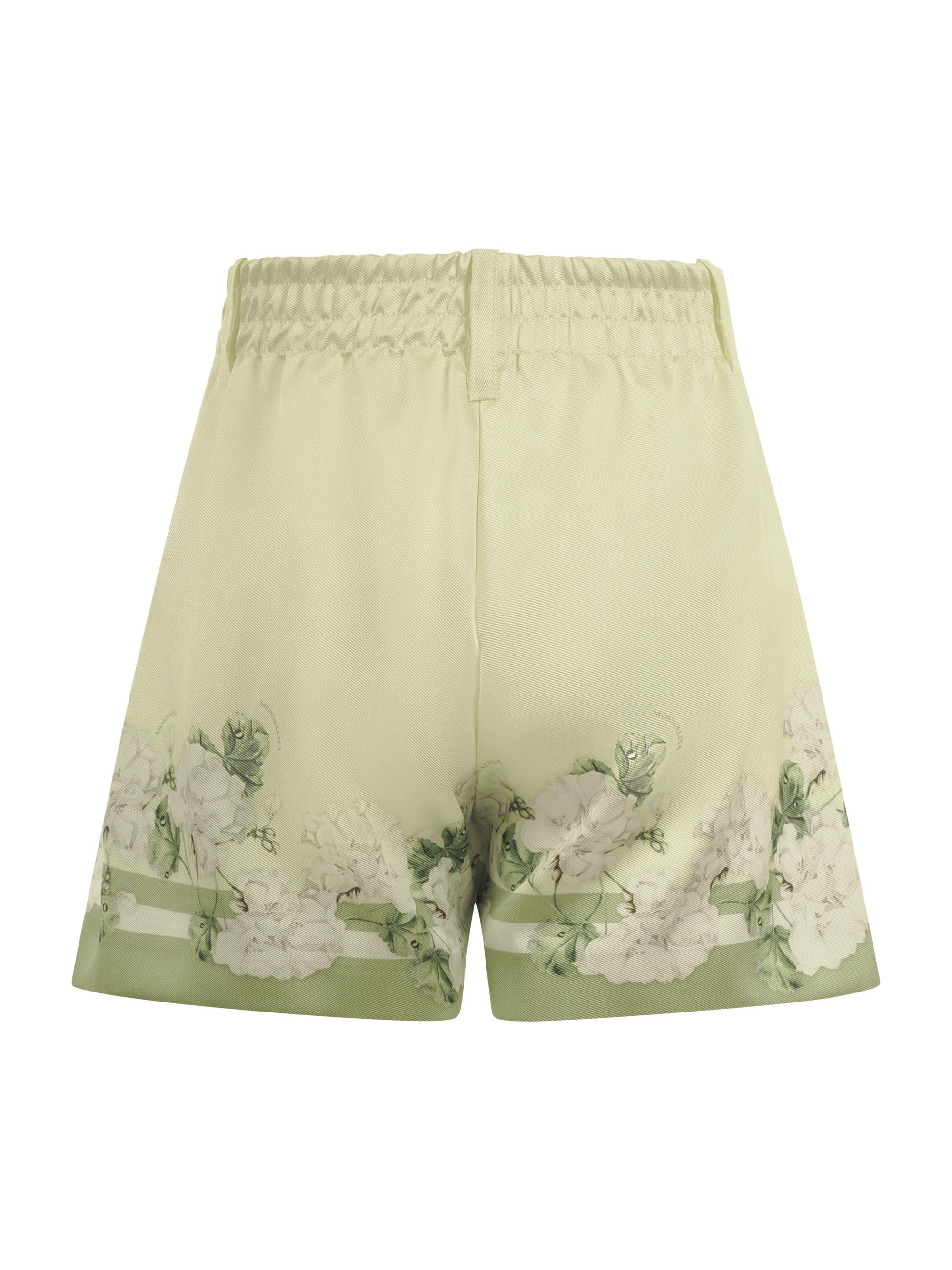Shorts per bambina Monnalisa verde chiaro con stampa grafica a fiori 71G405 7651 0020 MONNALISA KIDS 