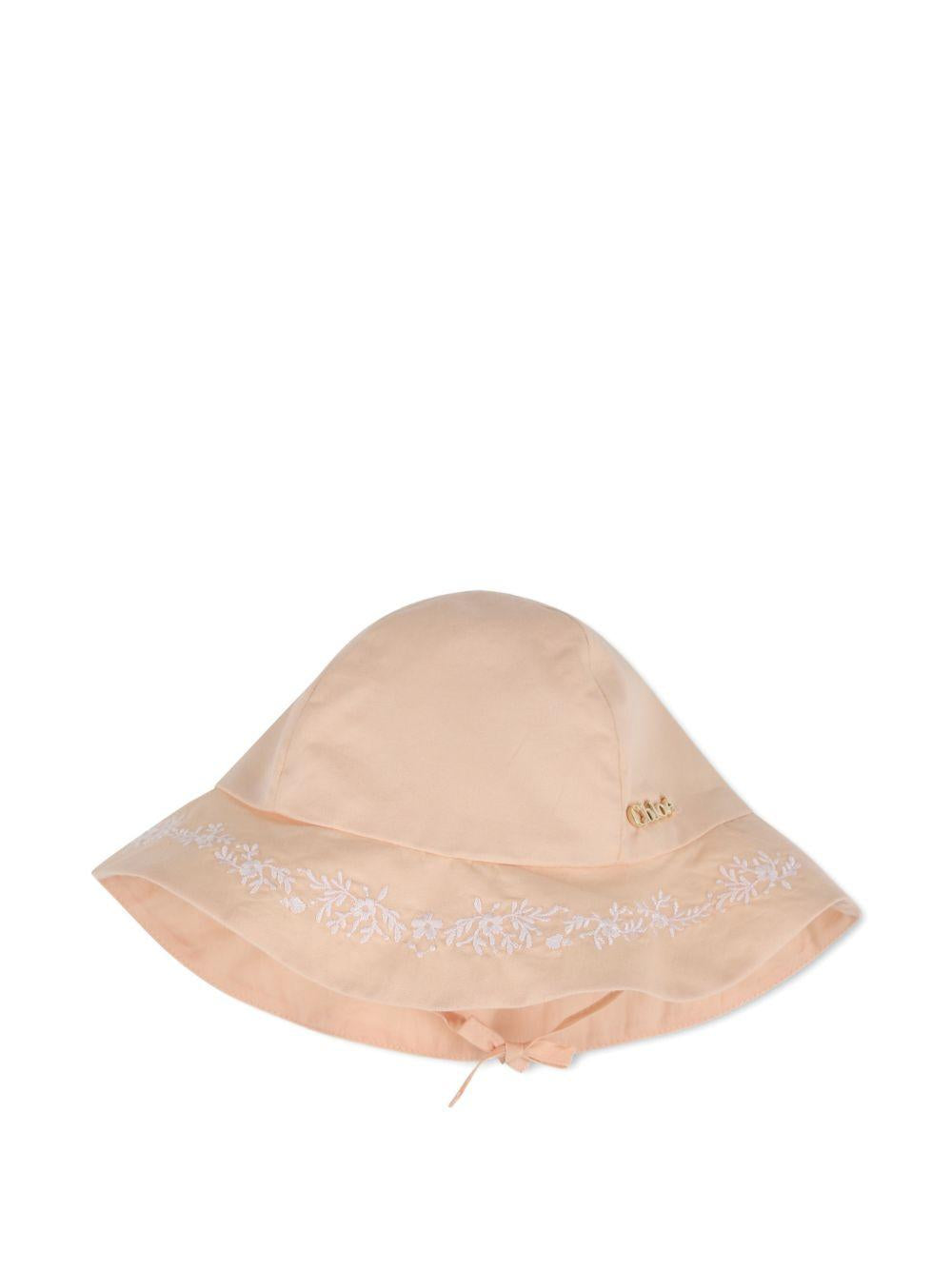 Set abito e cappellino per neonata Chloé Kids rosa con ricamo floreale C20920 43J CHLOE' KIDS 