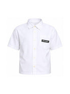 Camicia per bambino Palm Angels Kids bianca con applicazione logo sul davanti PBGG003S26FAB001 002 PALM ANGELS KIDS 