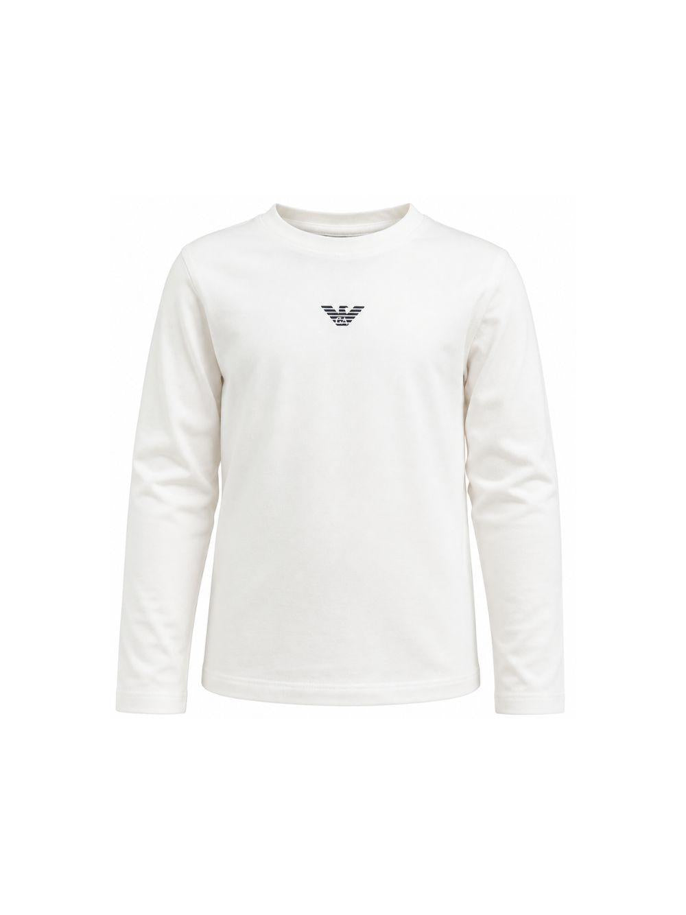 T-shirt per bambino Emporio Armani Kids bianca con dettaglio sul davanti EB000420 AF15013 M0134 EMPORIO ARMANI KIDS 