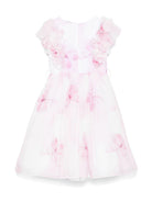 Abito per bambina Monnalisa bianco con stampa farfalla con dettagli con ruches 71E911 5621 0190 MONNALISA 