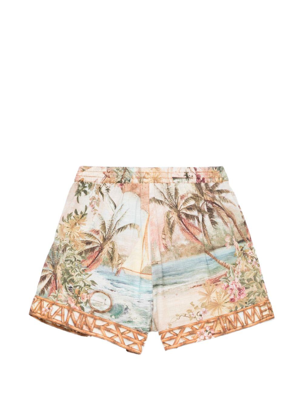 Shorts per bambina Zimmermann Kids beige con stampa floreale all-over 6093AS S263 ZIMMERMANN KIDS 