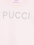 T-shirt per bambina Emilio Pucci Junior rosa con logo borchiato PY8B31 Z3672 51E EMILIO PUCCI KIDS 