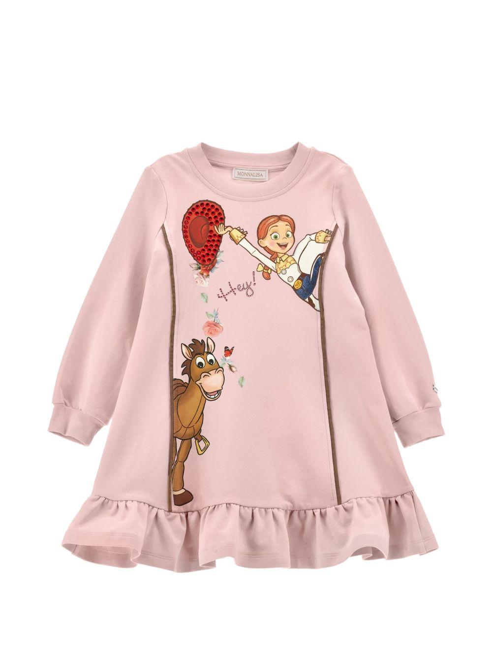Abito per bambina Monnalisa Kids rosa con ruches e stampa grafica Toy Story 19H901 8006 094F MONNALISA KIDS 