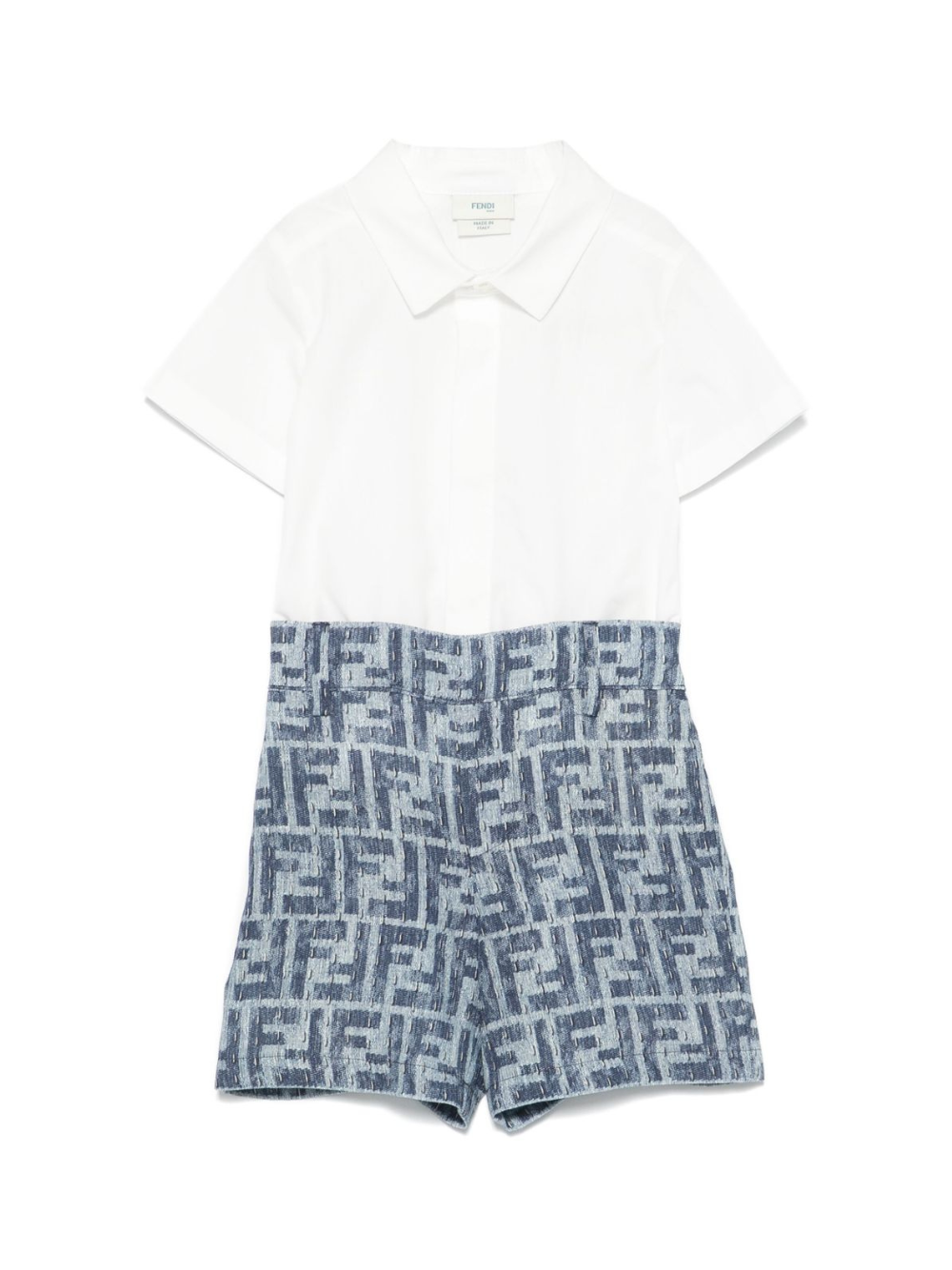 Set con shorts per neonato Fendi Kids bianco FF jacquard BML155 AUK2 F1I11 FENDI KIDS 