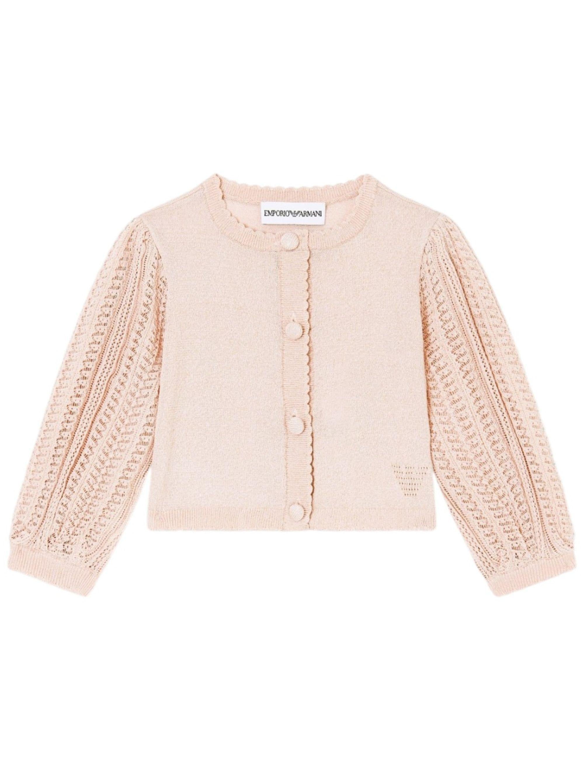 Cardigan per neonata Emporio Armani Kids rosa con trama lavorata a maglia EG000780 AF22791 U4013 EMPORIO ARMANI KIDS 
