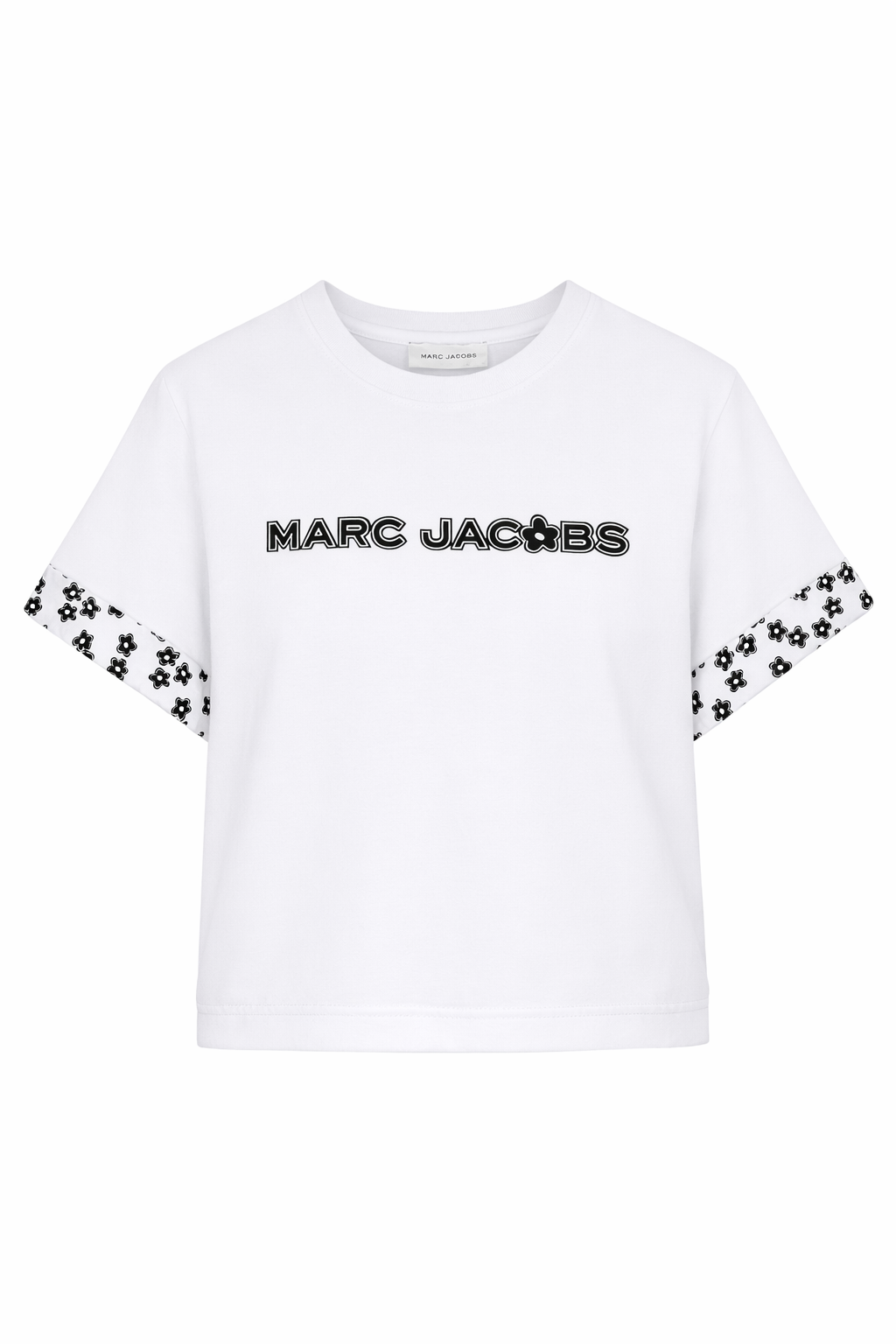 T-shirt per bambina The Marc Jacobs Kids bianco con bordo a fiori W60741 10P THE MARC JACOBS KIDS 