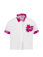 Camicia per bambina Emilio Pucci Junior bianca con decorazione floreale PY5A51 Z3718 100FU EMILIO PUCCI KIDS 