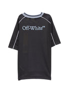 T-shirt per bambino Off-White Kids nera con scollo a V 44BAA018S26J001 001 OFF WHITE KIDS 