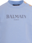 Felpa per bambino Balmain Kids azzurra con logo sul davanti BY4P20 Z3183 652NE BALMAIN KIDS 