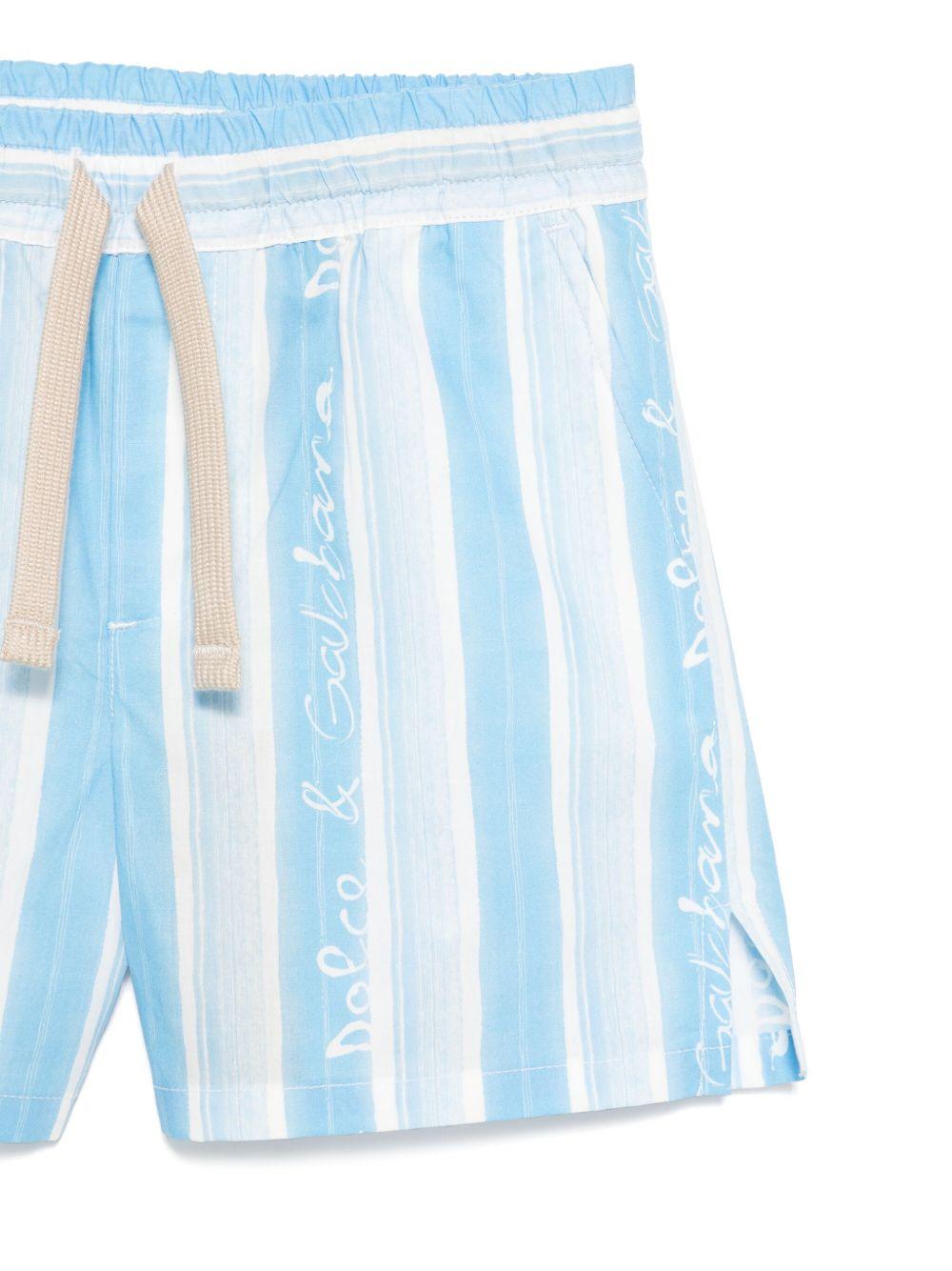 Shorts in popeline a righe per neonato Dolce & Gabbana Kids azzurro con spacchetti laterali L13Q08 HS5SS HA5JS DOLCE & GABBANA KIDS 