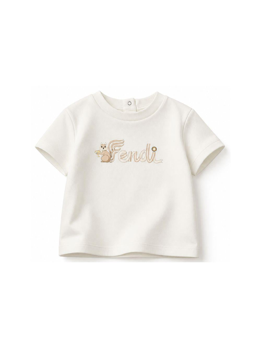 T-shirt per neonati Fendi Kids bianca con stampa logo sul davanti BUI118 ST8 F1JAT FENDI KIDS 