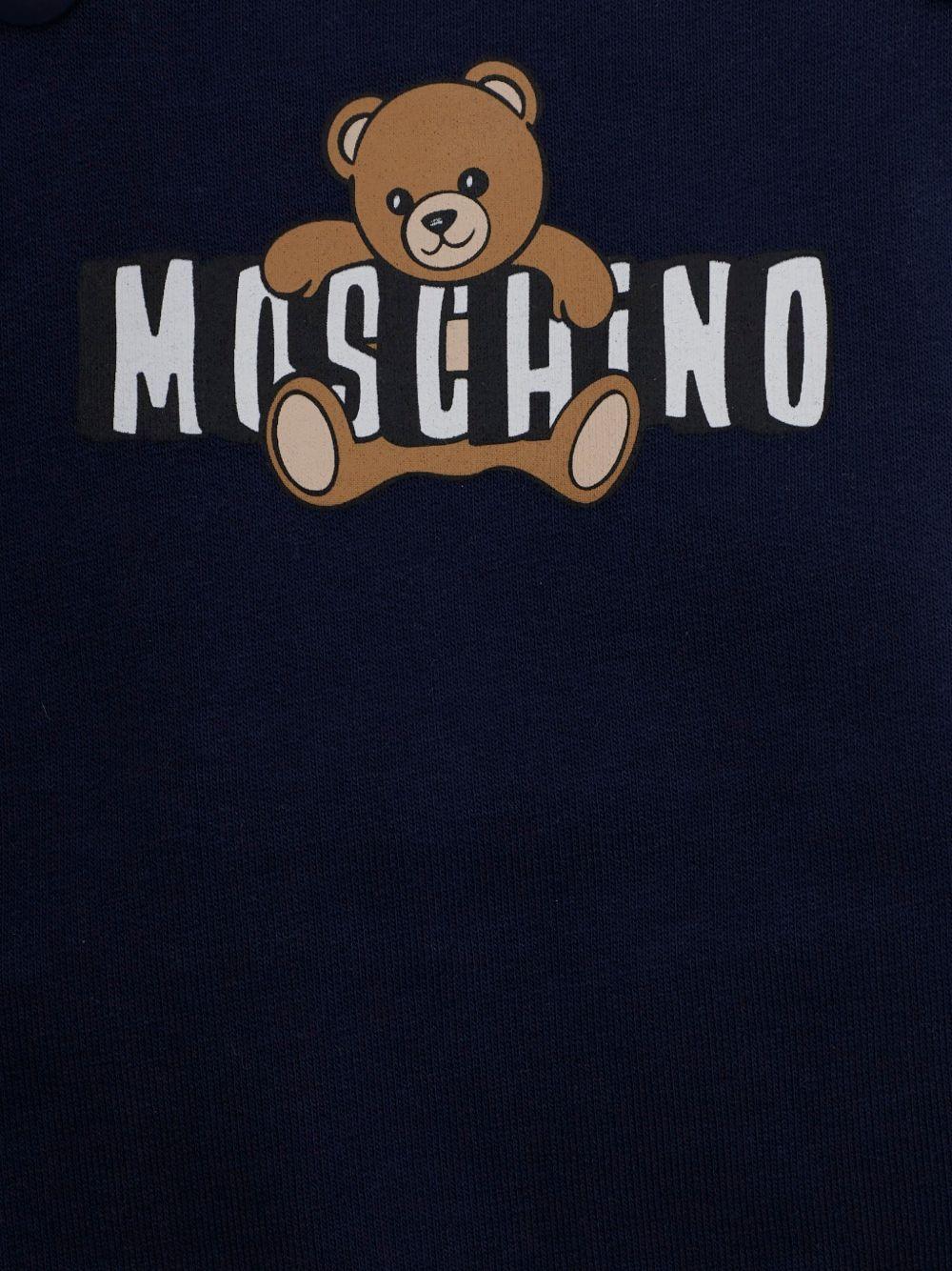 Set t-shirt e salopette per neonato Moschino Kids blu con stampa Teddy Bear MUG01TLCA19 83240 MOSCHINO KIDS 