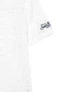 T-shirt per bambini MC2 Saint Barth Kids bianco con logo sulla manica ALE0002 01138L MC2 ST. BARTH KIDS 
