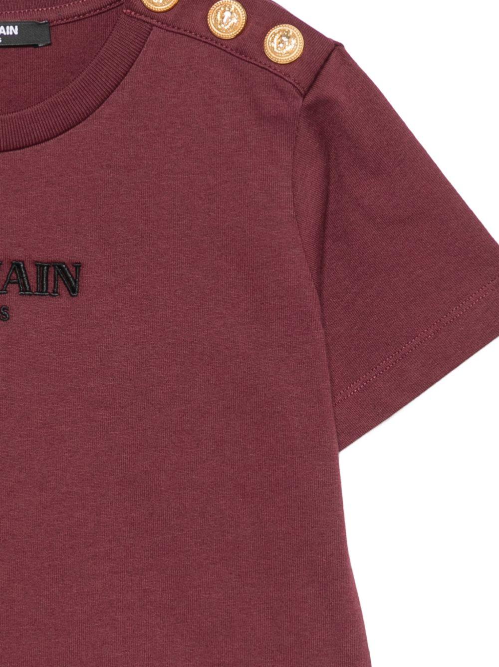 T-shirt per bambini Balmain Kids bordeaux con bottoni sulla spalla BZ8I81 Z3672 530OR BALMAIN KIDS 