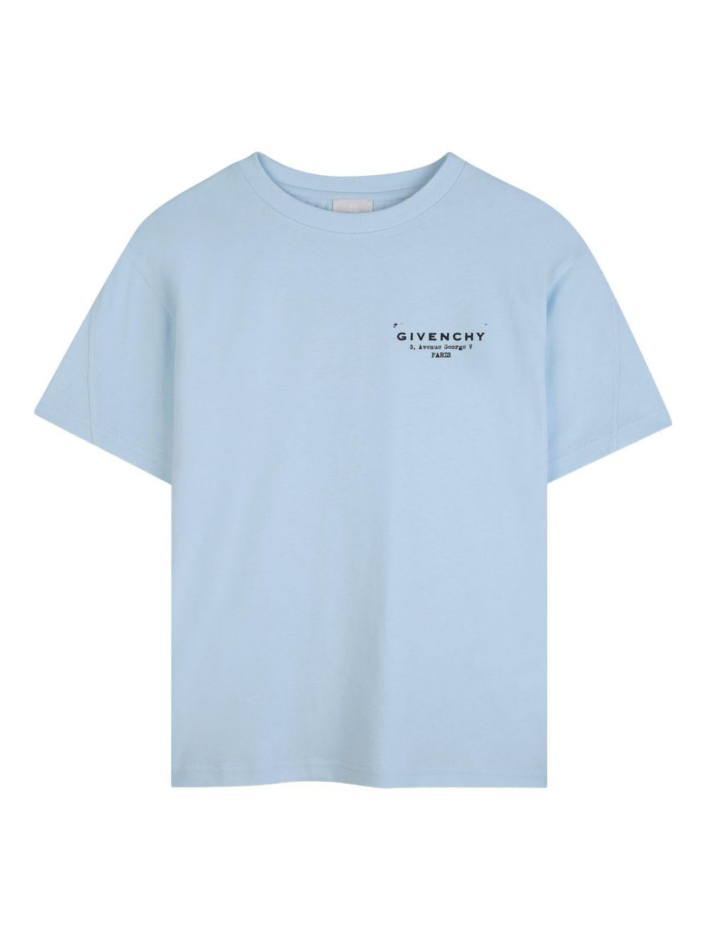 T-shirt per bambino Givenchy Kids azzurra con logo sul davanti H31075 77L GIVENCHY KIDS 