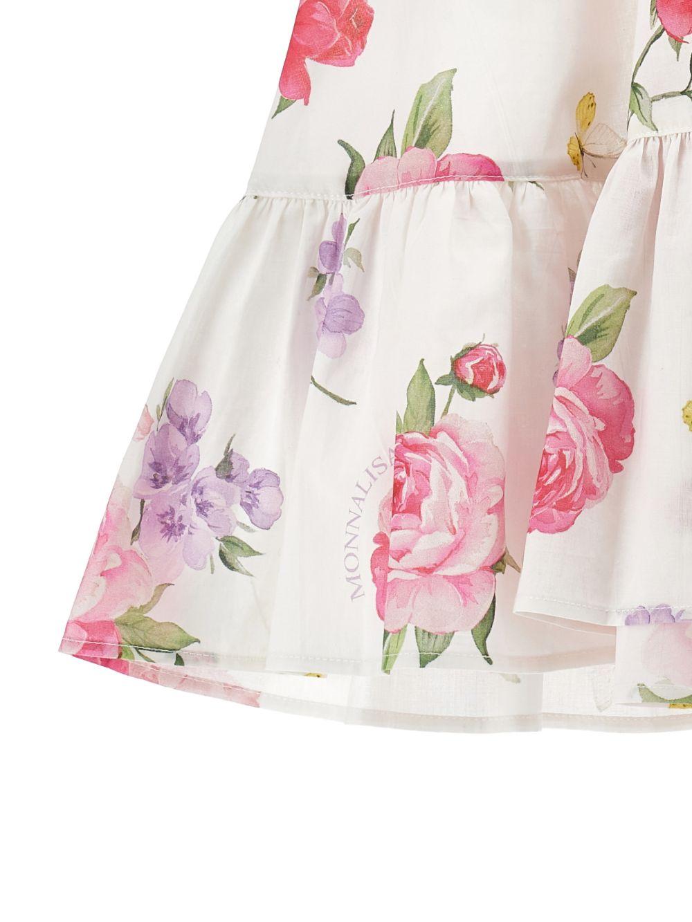 Abito per bambina Monnalisa bianco con motivo a fiori 19G902 7045 0099 MONNALISA KIDS 