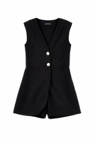 Tuta corta per bambina Monnalisa nera con bottoni 41G200 7231 0050 MONNALISA KIDS 