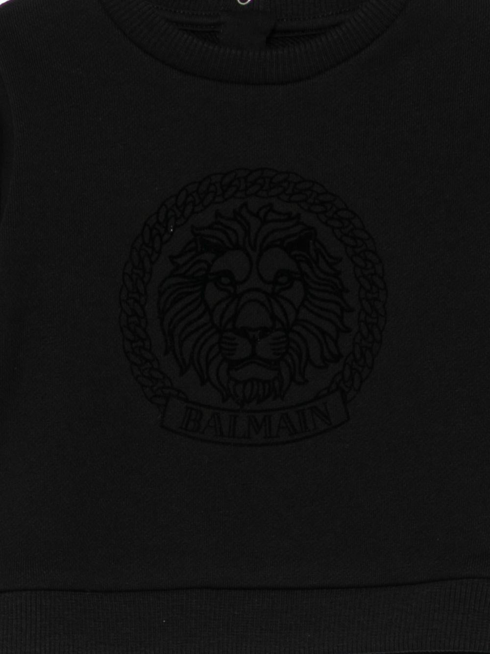 Felpa per neonato Balmain Kids nero con testa di leone BX4600 Z3183 930 BALMAIN KIDS 