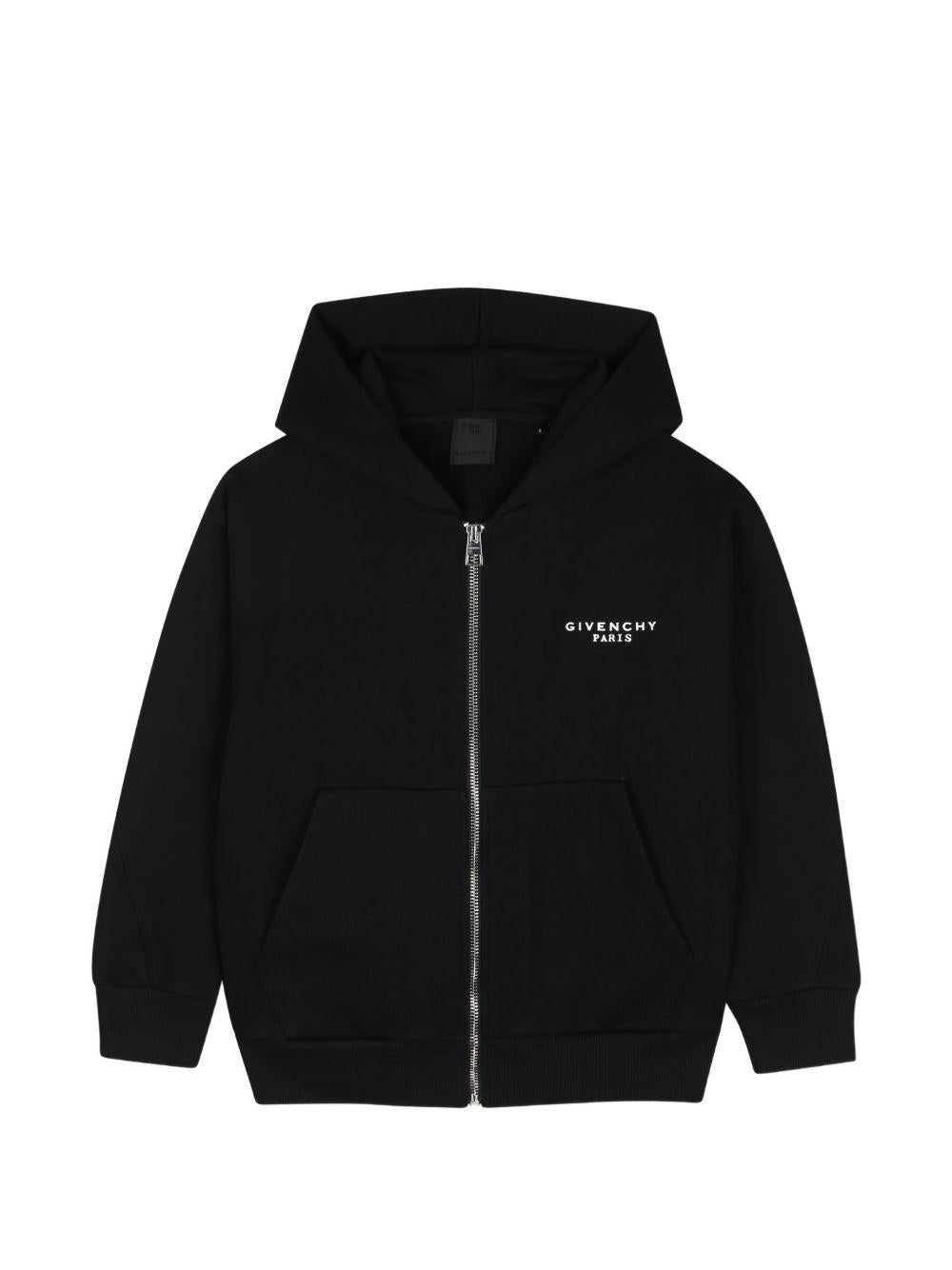 Felpa per bambino Givenchy Kids nera con stampa logo sul davanti H31285 09B GIVENCHY KIDS 