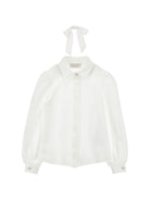 Camicia per bambina Monnalisa Kids bianca con colletto a strass 18HAZZ 8201 0099 MONNALISA KIDS 