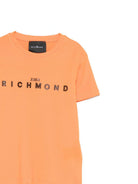 T-shirt per bambino John Richmond Junior arancione con logo sul davanti RBP26008TS ORANGE PEEL JOHN RICHMOND KIDS 