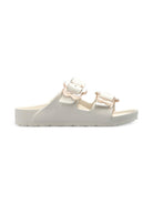 Ciabatte Arizona per bambina Birkenstock Kids bianche con con fibbia a forma di fiore 1031291 EGGSHELL BIRKENSTOCK KIDS 