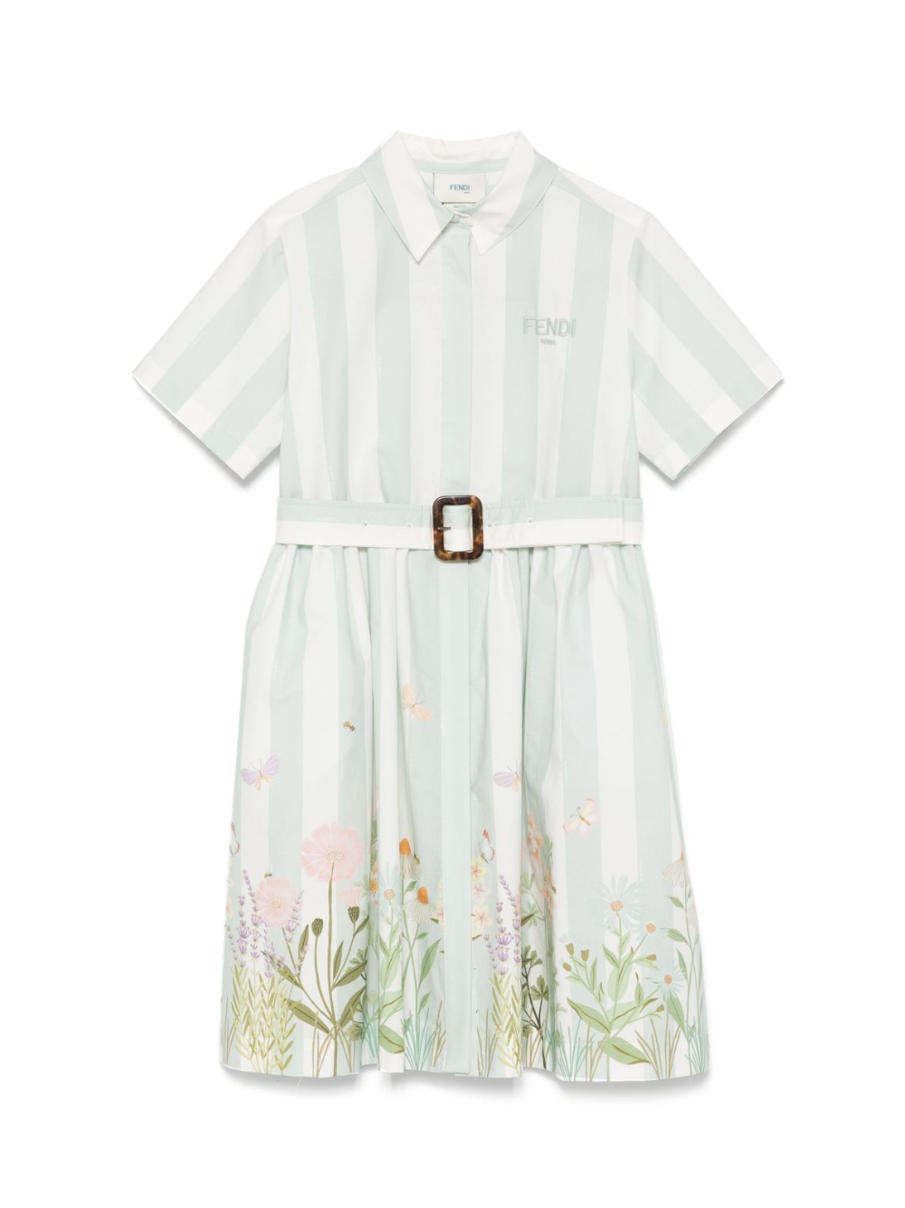 Abito per bambina Fendi Kids bianco e verde con logo JFB764 ATS5 F1SA1 FENDI KIDS 