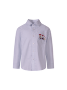 Camicia per bambino Burberry Kids azzurra con Equestrian Knight sul davanti 8117804 A2222 BURBERRY KIDS 