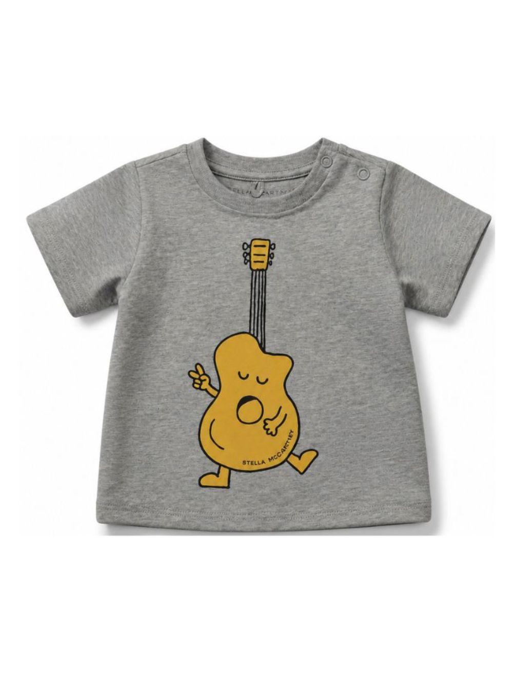 T-shirt per neonato Stella McCartney Kids grigia con stampa chitarra sul davanti TY8530 Z0434 807 STELLA McCARTNEY KIDS 