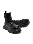 Stivali per bambina Dolce & Gabbana Kids neri con placca con logo D11360 AW623 80999 DOLCE & GABBANA KIDS 