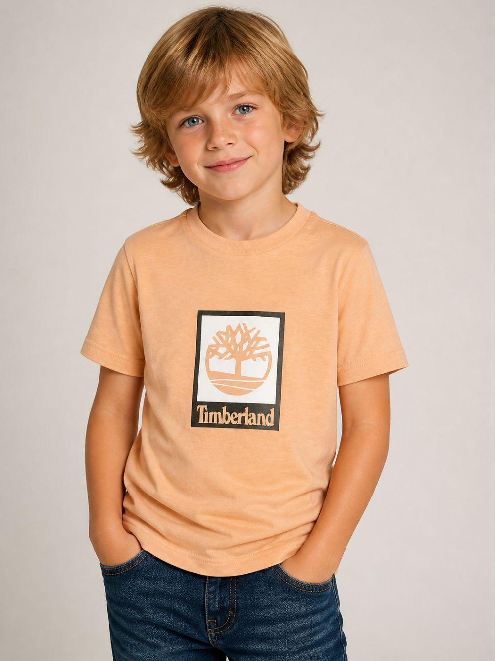 T-shirt per bambino Timberland Kids beige con stampa grafica T60969 230 TIMBERLAND KIDS 