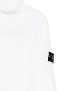 Maglione per bambino Stone Island Junior bianco a collo alto con logo e toppa K2S165100017S0C04 V0099 STONE ISLAND JUNIOR 